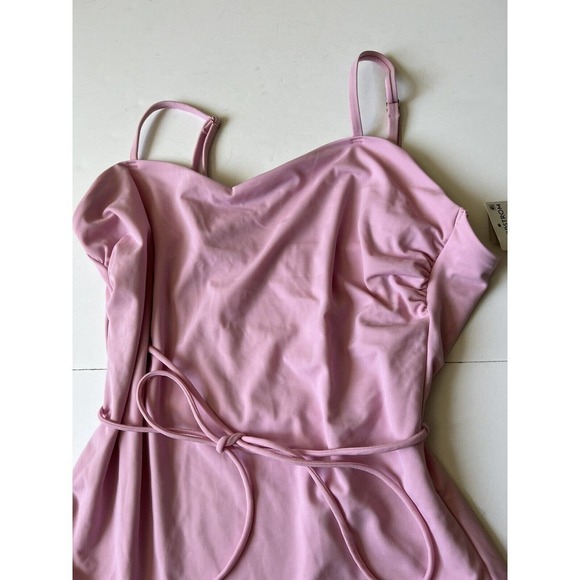 Chelsea28 Easy Retro One Piece Swimsuit Size XL Pink Shore Tie Waist - Picture 3 of 6